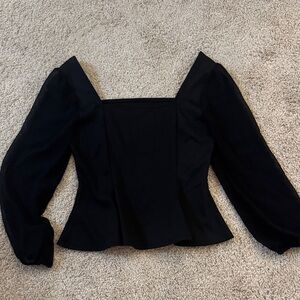 Black Blouse with sheer Sleeves